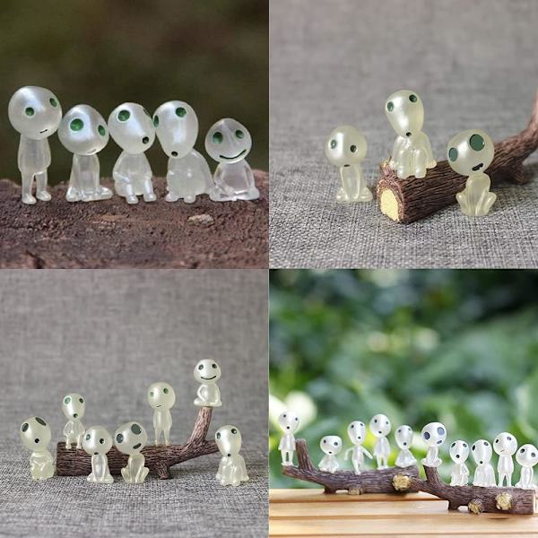 10 forskellige selvlysende fehavetilbehør miniature havedekorationer spøgelse Green Light