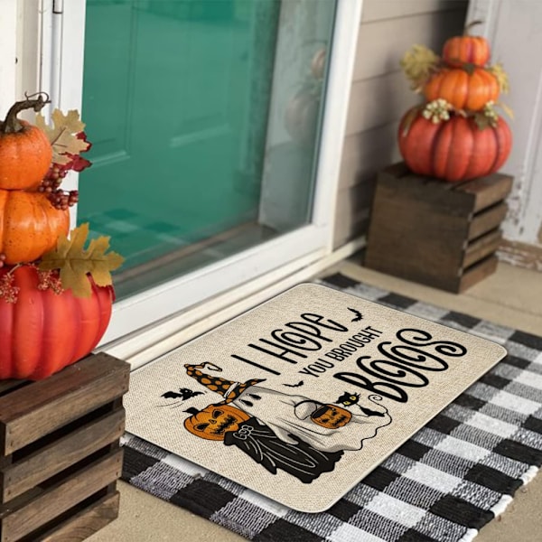 Halloween \"Toivottavasti Otit Mukaan Boo-Huutoja\" Ovimatto, Liukumaton Halloween-Sisustus Kumimatot 40*60cm