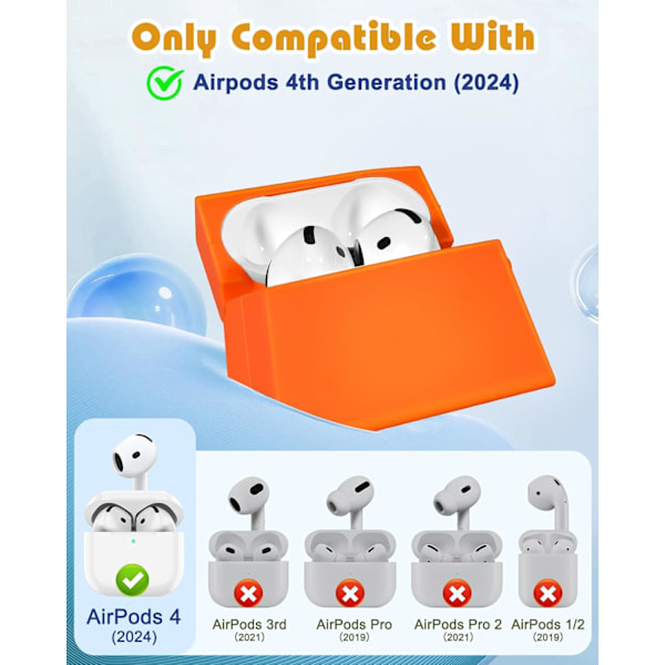 Etui til AirPods 4. generation - med nøglering til AirPods 4. generation (2024) Taske Ko Sød Kawaii Sjov 3D Blød Silikone Sjovt Cool til Piger Kvinder Teenagere