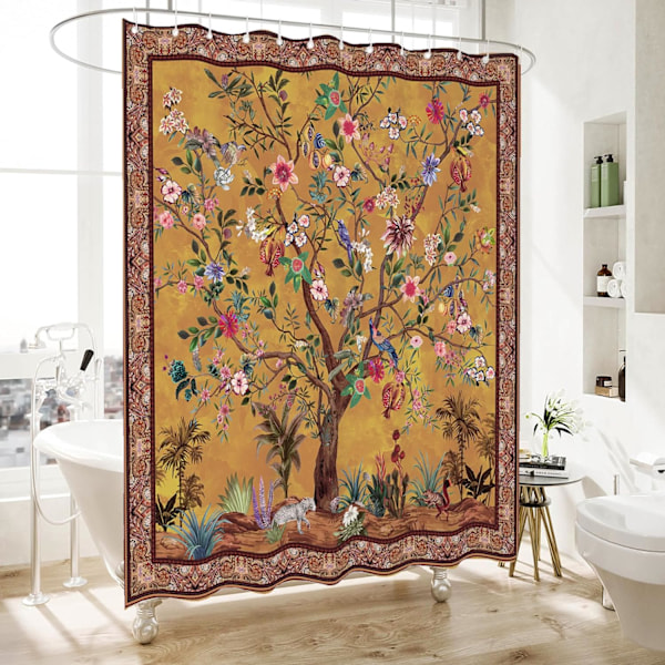 Badrumsdraperi Färgglad Boho Blommig Tryck Vacker Ljus Poly