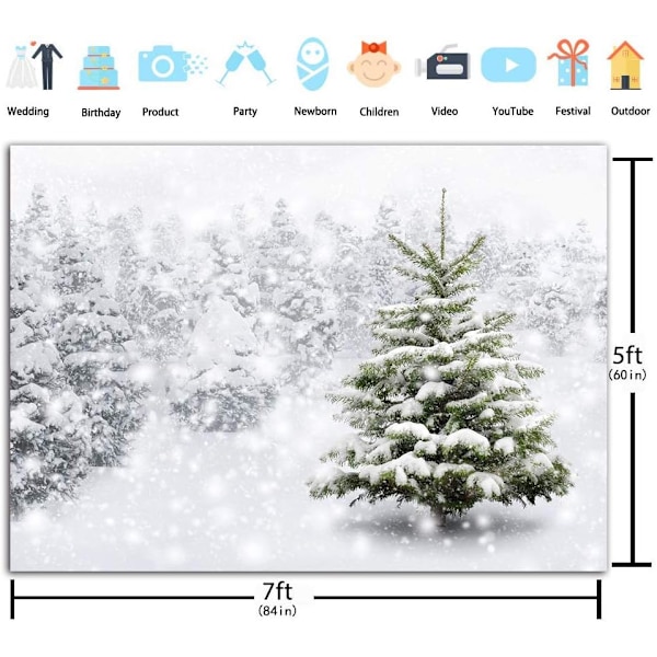 7x5ft Joulukuusi Tausta Luonnollinen Talvi Metsä Lumikide Lumi Tausta Valokuvausta Varten Valkoinen
