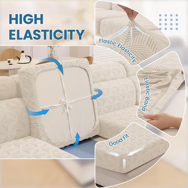 Elastisk sofaputetrekk, universelt sofaputetrekk, beskyttelsestrekk (1-seter x 2-seter, beige)