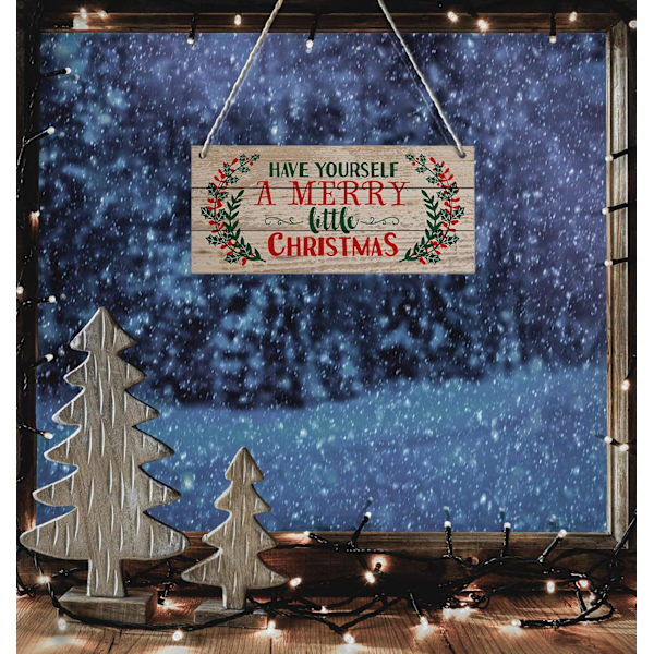 Jul Dörrhängande Skylt, Vägg Trä Vinter Dekorationer Skyltar, In
