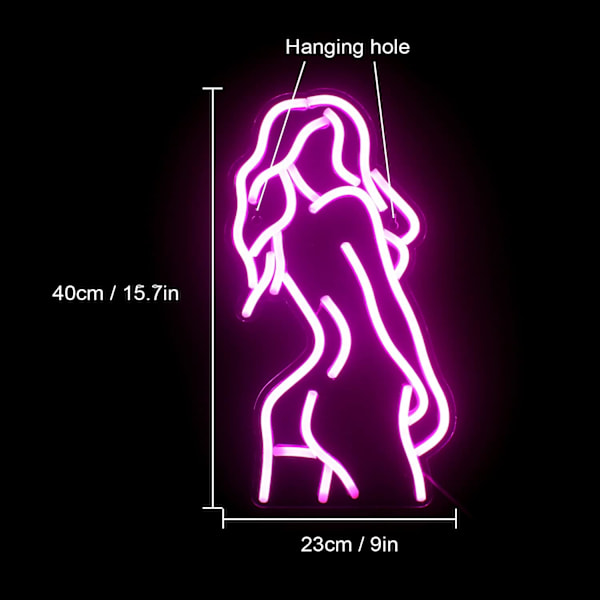 Neon skylt LED Sexy Back Neon Light 15,7\" x 9\" Konstdekoration Vägg