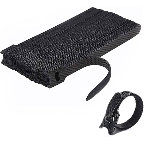 Kabelbinder [100 stk], Kabelstropper, Gjenbrukbare Kabelbinder, Kabelti black