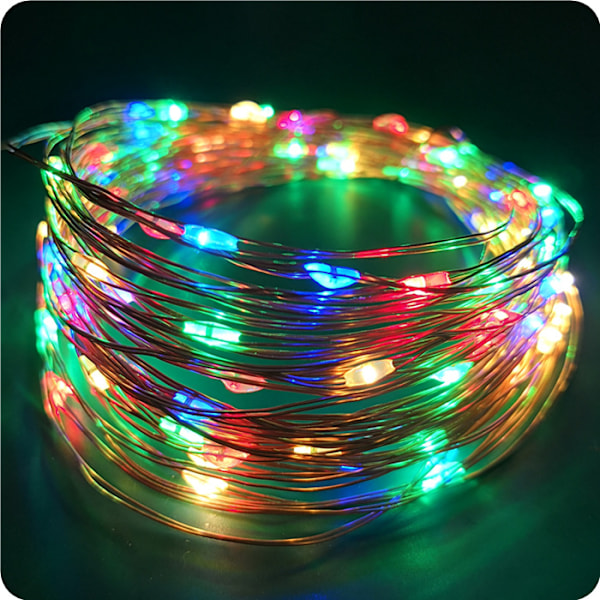Julgran med LED-koppartråd, Rattanljussträng, fyrverkeri