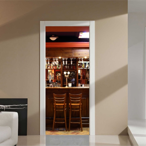 StyleF 77x200cm 3D dörrklistermärke vinkällare foto väggmålning Trom