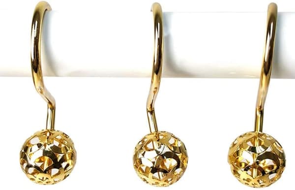 24-pack Guld Duschdraperiringar - Duschringar i Rostfritt Stål