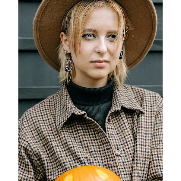 Halloween Dekoration Kattörhängen, Dam Vintage Gothic Mode Kattörhängen Haken, Svart och Vit Hip Hop Katt Dekorativa Örhängen