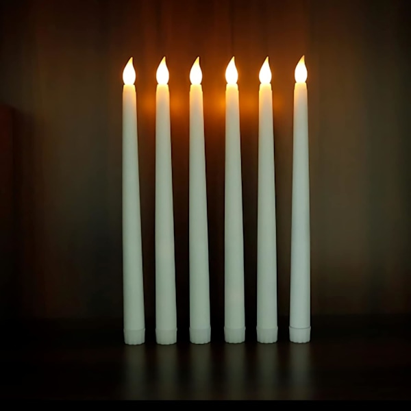 Hvite flammefrie stearinlys, elektriske stearinlys, stearinlyslys til Maria Himmelfartsdag/bursdag/kristus 6 pieces