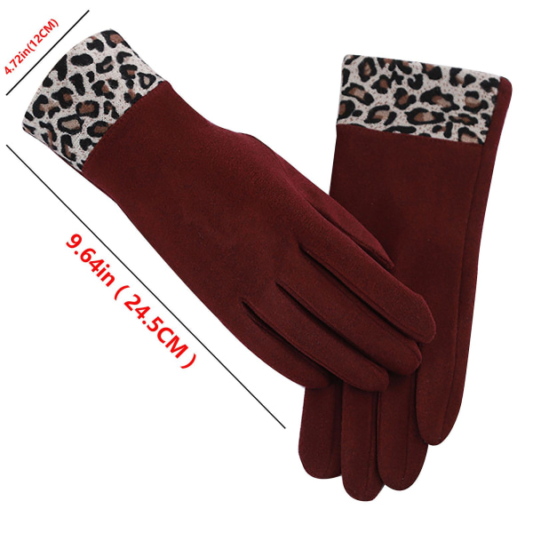 Dam leopardmönstrade handskar med T-ouch fleece-skärm för i