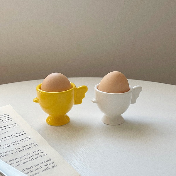 （5,3x5cm）Äggkopp Keramik Äggkopp 2 st Kycklingform Mjuk Design Äggkoppar Kopp Ägg Frukost Keramik P