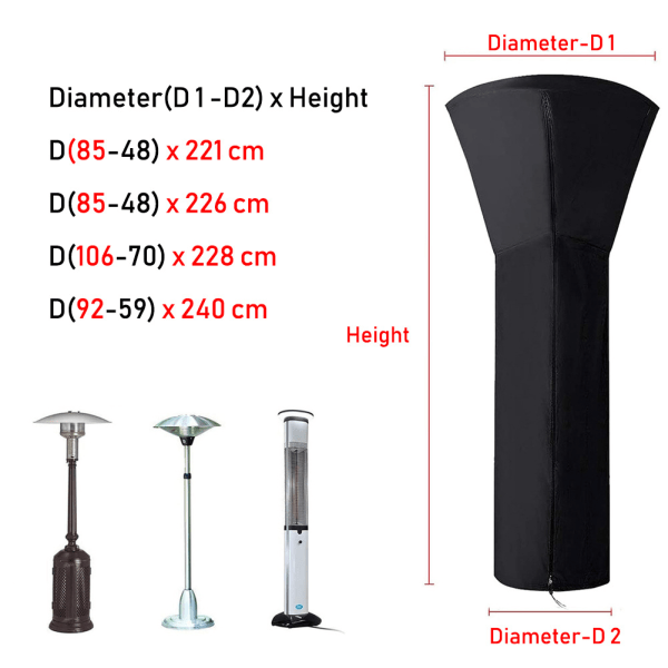 240*92*59cm Oxford-stoff støvdeksel fuktsikker prøve terrassevarmer