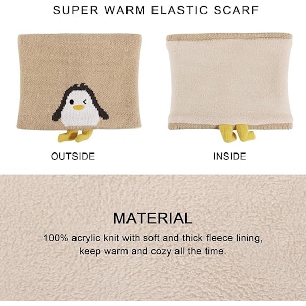 Vintervarm stickad mössa och halsduk set för barn, vintertjock fleece