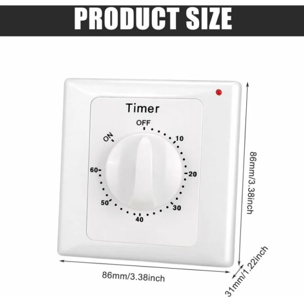 Nedräkningstimer: 60 minuters timerljusströmbrytare med timer, vattenskyddad, gräva hål för installation