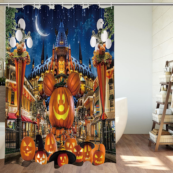1 stk Halloween Bruseforhæng til Badeværelse Børn Tegneserie Græskar Troldmandshue Måne Slot Stjerne Gadelampe Polyester Fab