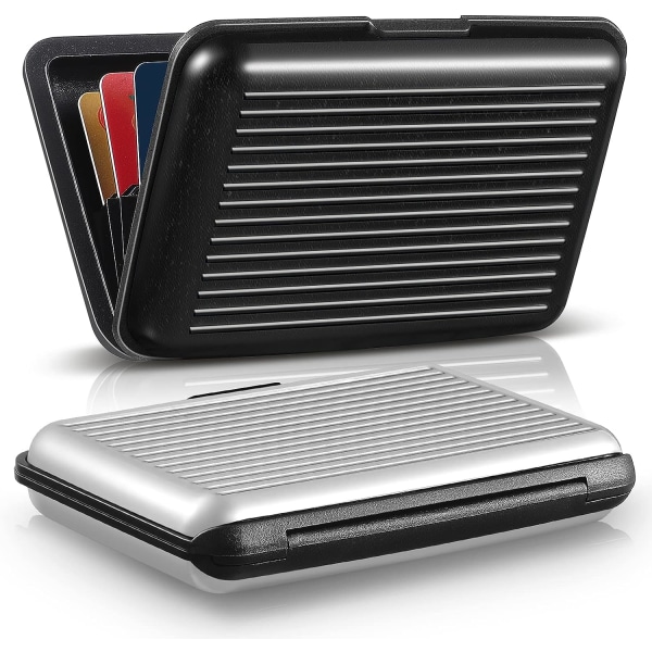 2-pack smal mini RFID-spärrande kreditkortshållare aluminium M