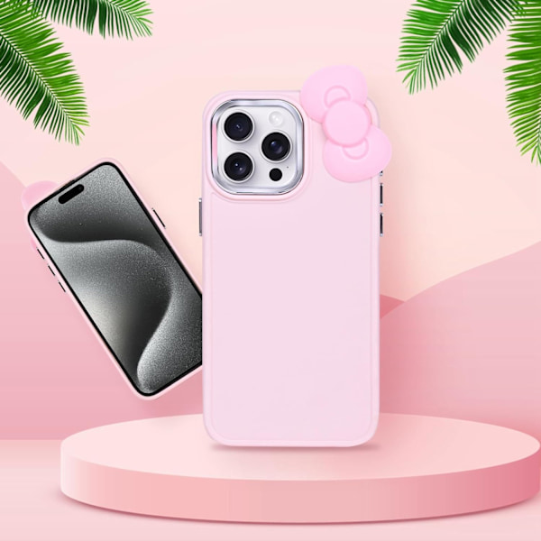Kompatibel med iPhone 16 Pro Max Cover, Sødt 3D Sløjfe Design Blødt Silikone Stødsikkert Cover til iPhone 16 Pro Max 6.9\" 2024 Pink