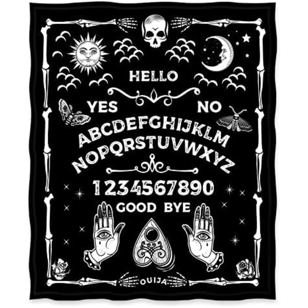 Pläd med Gotisk Häxa Motiv - Halloween-Present för Sol, Måne, Skelett, Skalle, Horror, Spöklikt, Kvinnor, Barn, Flickor, Pojkar, M