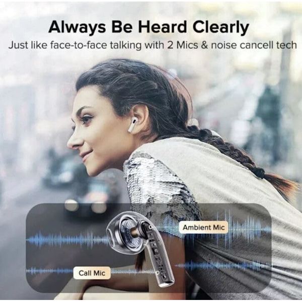 Langattomat Bluetooth-kuulokkeet 5.3 HiFi-stereofoninen ääni, Bluetooth-urheilukuulokkeet sisäänrakennetulla HD-mikrofonilla, I