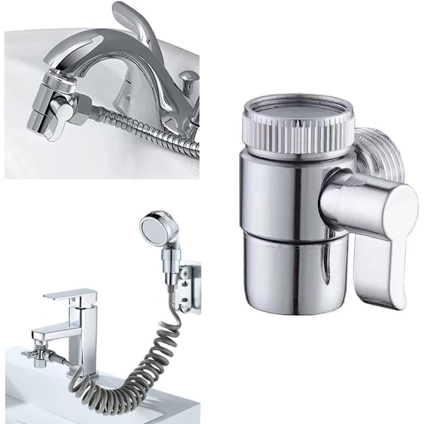 (Sinklegering) 3-veis dusjarm, dusjarm dusjhodeadapter, dusj kran splitter, avledningsventil