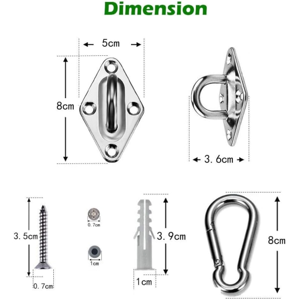 M8 Shade Sail Fixing Kit 42 Pieces of Stainless Steel Hardware fo