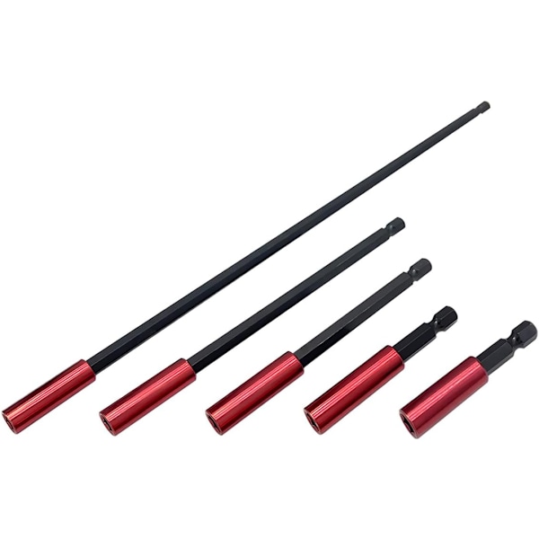 5 stk. Magnetiske Bitsholdere, 50/60/100/150/300mm Lange Slagboremaskine Bitsholdere, 6.35mm Hex Skaft Skruetrækker Forlænger