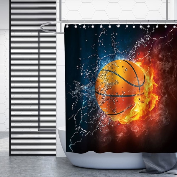 Basketball Flame Flame Splash Svart og Hvit Tema Stoff B