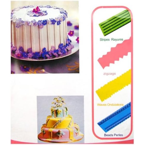 Fondantbåndskjærer Strip Embosser Roller Set Sweet Cake Decora