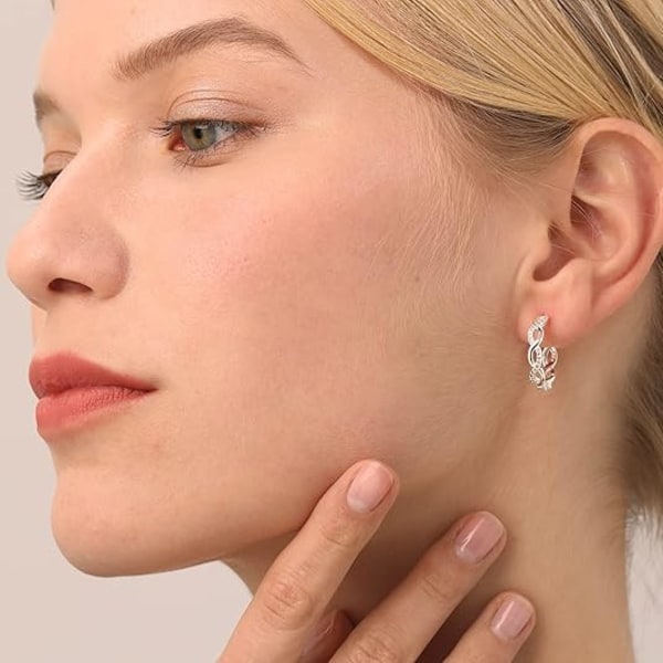 Øreringe Bøjler til Kvinder Letvægts Snoede Bøjleøreringe Med Cubic Zirconia (30MM)