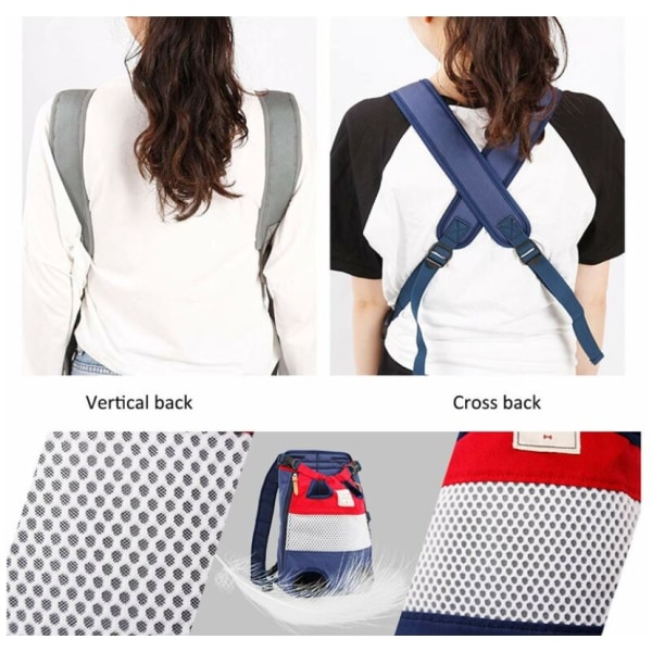 Röda och blå rutnät Hundryggsäckar Medium Dog Bag Dog Carrier Bag Ad