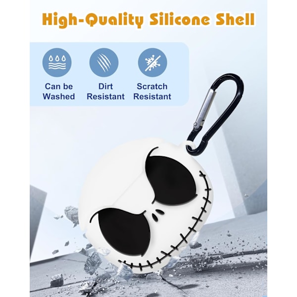 för Airpods 4 Skal - 3D Självlysande Söt Rolig Smiley Dödskalle Karaktär Anime Läskig Skräck Cool Design med Karbinhake Nyckelring för Kvinnor Tjej