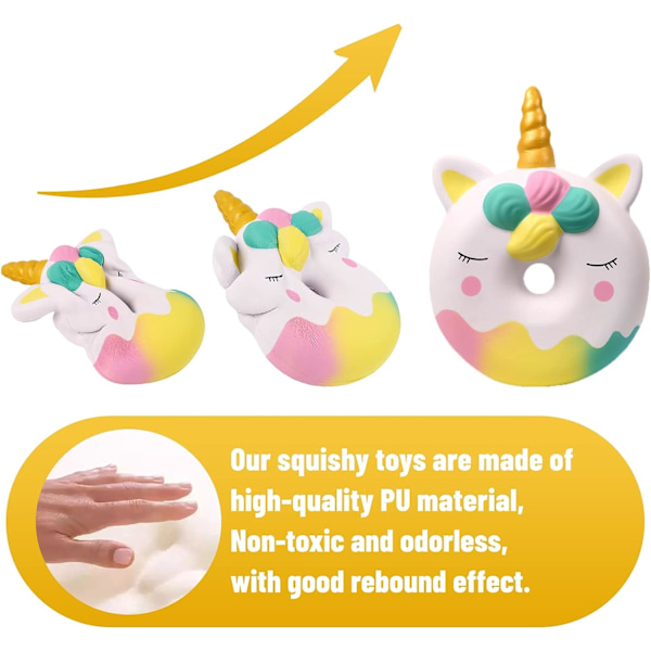 5 Tommer Squishies Jumbo Unicorn Donut Kawaii Blød Stigende Gian
