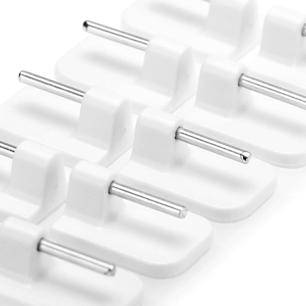 Paket med 50 självhäftande krokar för gardinstång - 2,5 x 1,5 x 1,1