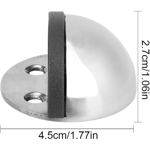 2 stk. magnetisk dørstopper, halvmåne dørstopper med gummipute, dørstopper i rustfritt stål, kan beskytte veggdøren mot skade