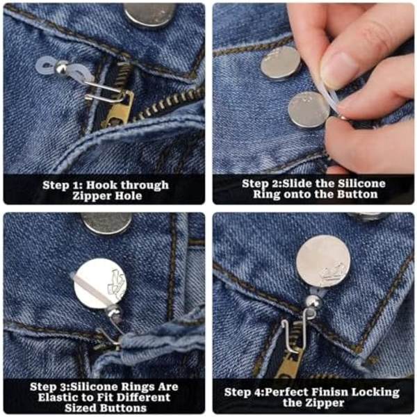 12 stk. Lynlås Holder Øverst til Jeans, Lynlås Glid Stop Holder Lynlås Oppe på Bukser, Kroge til Jeans Lynlås Jean Knapper
