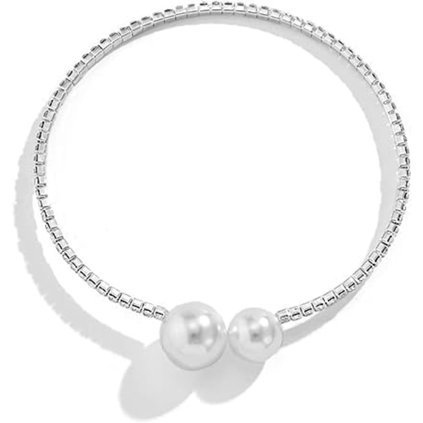 1 pärlarmband av silverarmband med öppna kristallarmband