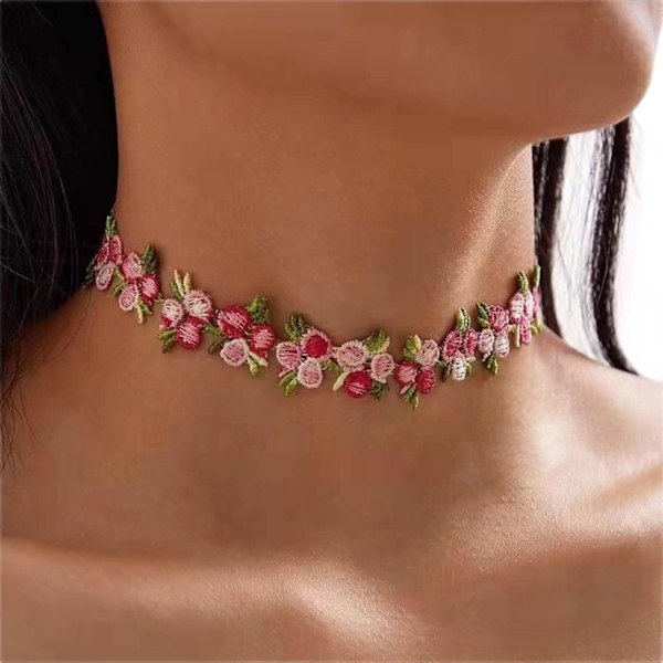 Gotisk Blomst Fløjl Halskæde Choker Sexy Farve Blomst Lolita Pigepige Choker Punk Ruskind Blomster Tattoo Choker Vintage Romantisk