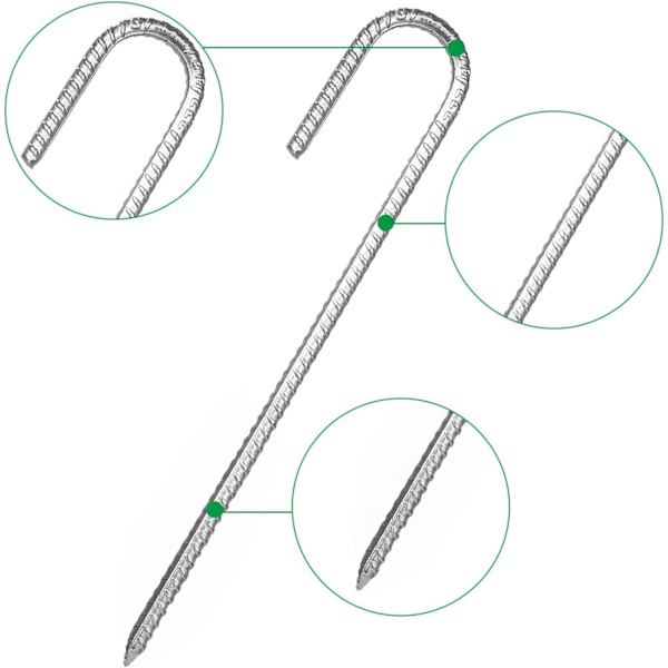 Paket med 10 st 32 cm markspikar, tältpinnar med mejselspets