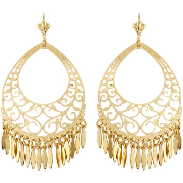 3×2×1cm 2 pairs 18K Gold Plated Filigree Cut-out Dangling Chandelier Earrings