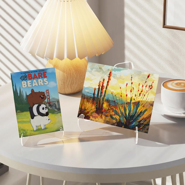 5-pakks Akryl Displaystativ, Plate Stativ for Visning, Klar Staffeli Stativ, Display Holder for Kort, Ramme, Bilde, Magasin