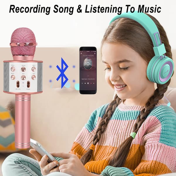Trådlös bluetooth-mikrofon karaoke leksaker för flickor presenter, Kara