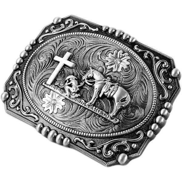 1 st. Religion Kors Cowboy Knäböjande Bön Och Häst Design Bältespännen