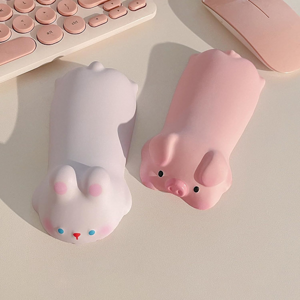 (Hvid Kanin) Sød Håndledsstøtte Mus til Skrivebord Ergonomisk Kawaii Kontorartikler Computer Bærbar