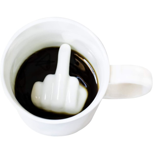 Keramisk te/kaffekopp med innvendige 3D-design 9 x 8,5 x 9 cm (MIDDELFINGER)