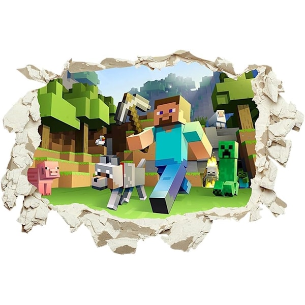 Gamer Poster Väggdekor, 40 * 60cm Mine-craft 3D Väggdekaler Spel Tecknad Väggdekaler Spel Tecknad Väggdekaler för Vardagsrum Sovrum Hall