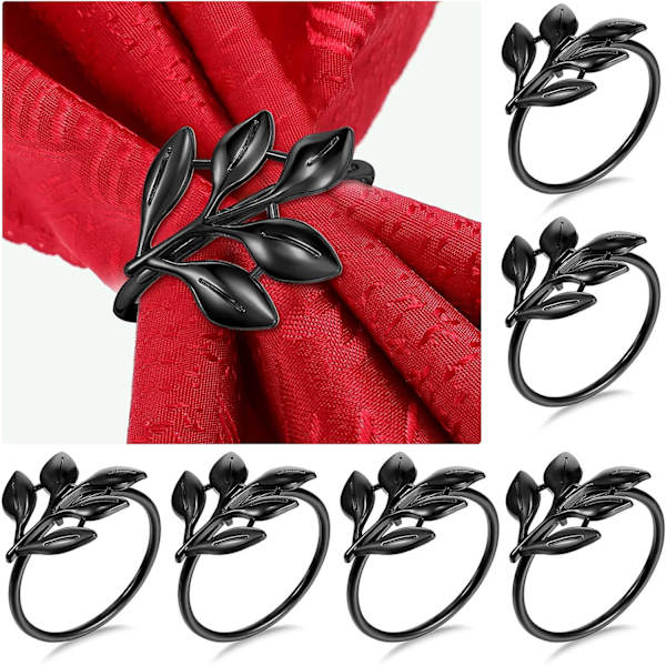6 stk. Thanksgiving Metallblad Serviettringer Sett Høstblad Servietspenneholdere for Julerett Bryllup Bankett B