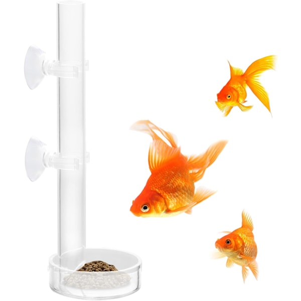 Klar Akryl Räkfoderrör Hållbar Räkfoder Fiskmatare med 2 Sugkoppar och Skål för Akvarium 20cm