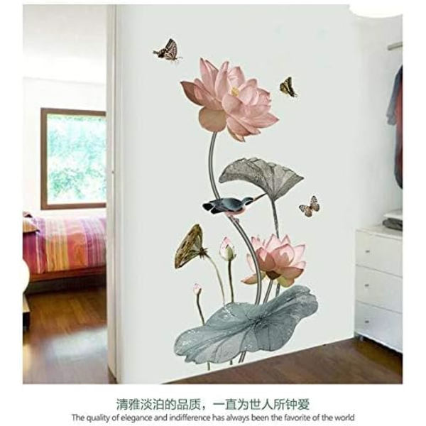 (60×90×0.2cm) Design XXL veggdekor Rosa lotus og lotusblader mønster