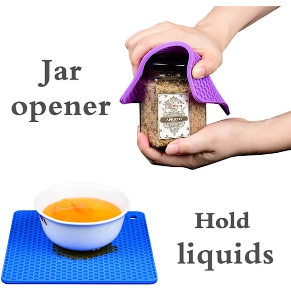 Silikon Trivet Matter - Varmeputer Skedestativ Multifunksjonell Trivet for Varme Retter Varmebestandig Matkvalitet Silikon Sett av